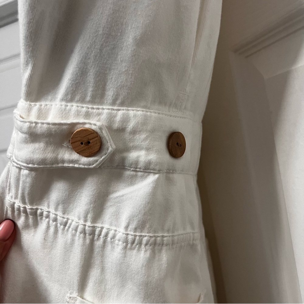 ZARA Cotton White Sleeveless Barrel Let Utility Jumpsuit • XL NWT - Picture 11 of 11